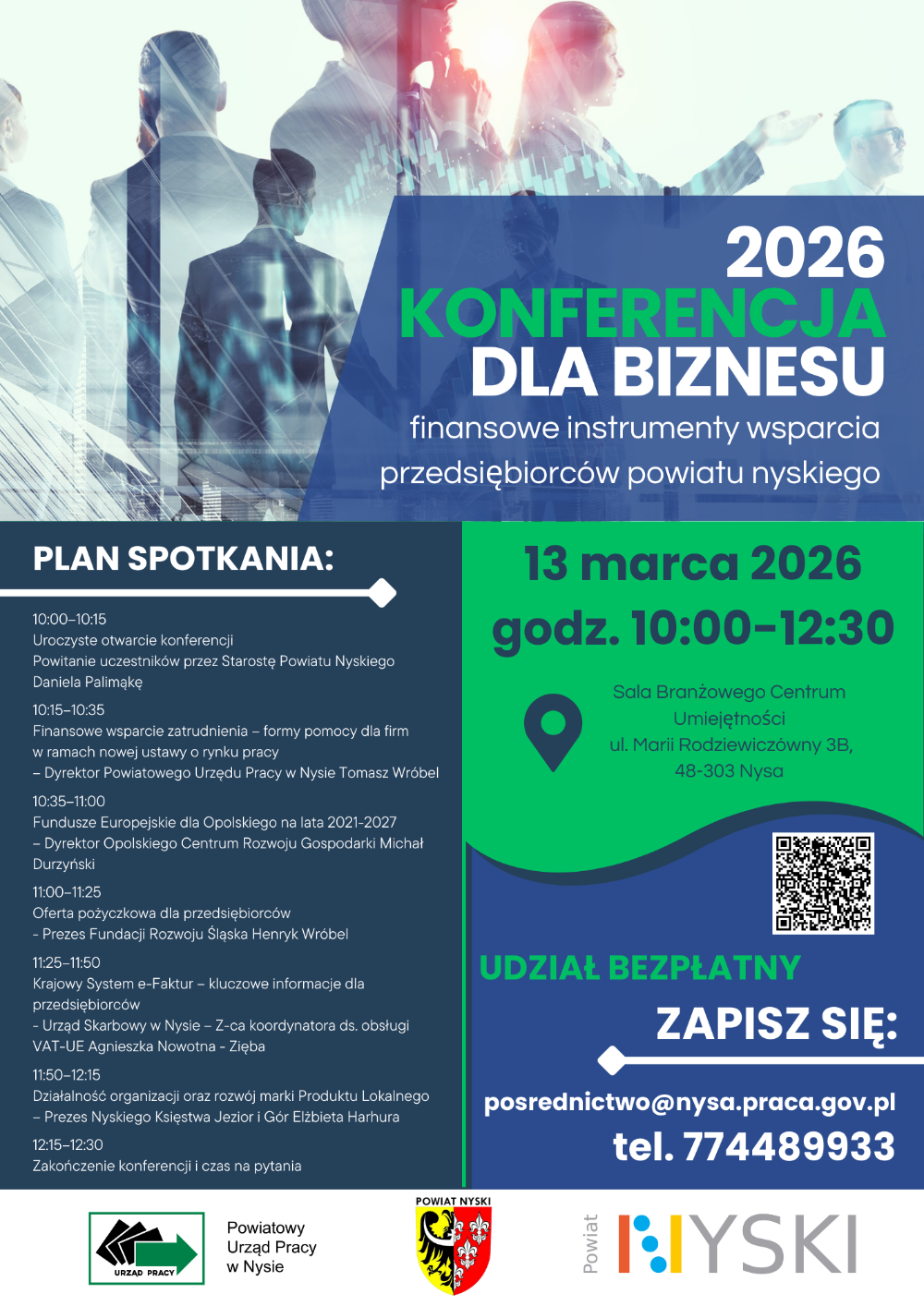 Konferencja dla Biznesu – spotkanie pełne konkretów, aktualnych informacji oraz praktycznych wskazówek dla przedsiębiorców z powiatu nyskiego Wsparcie finansowe dla firm w powiecie nyskim – zaproszenie na konferencję informacyjną