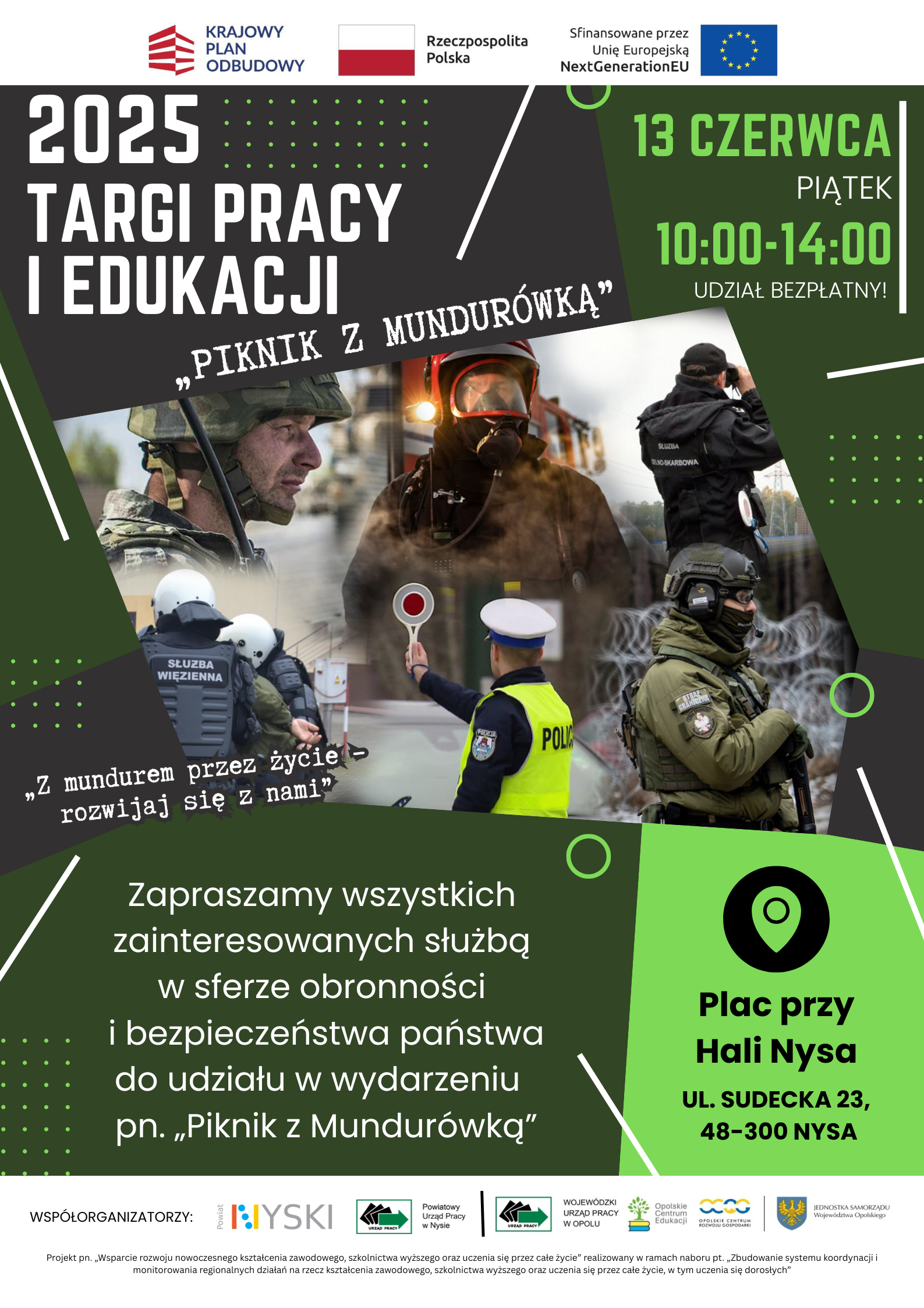  Plakat zapraszający na Targi Pracy i Edukacji „PIKNIK Z MUNDURÓWKĄ”