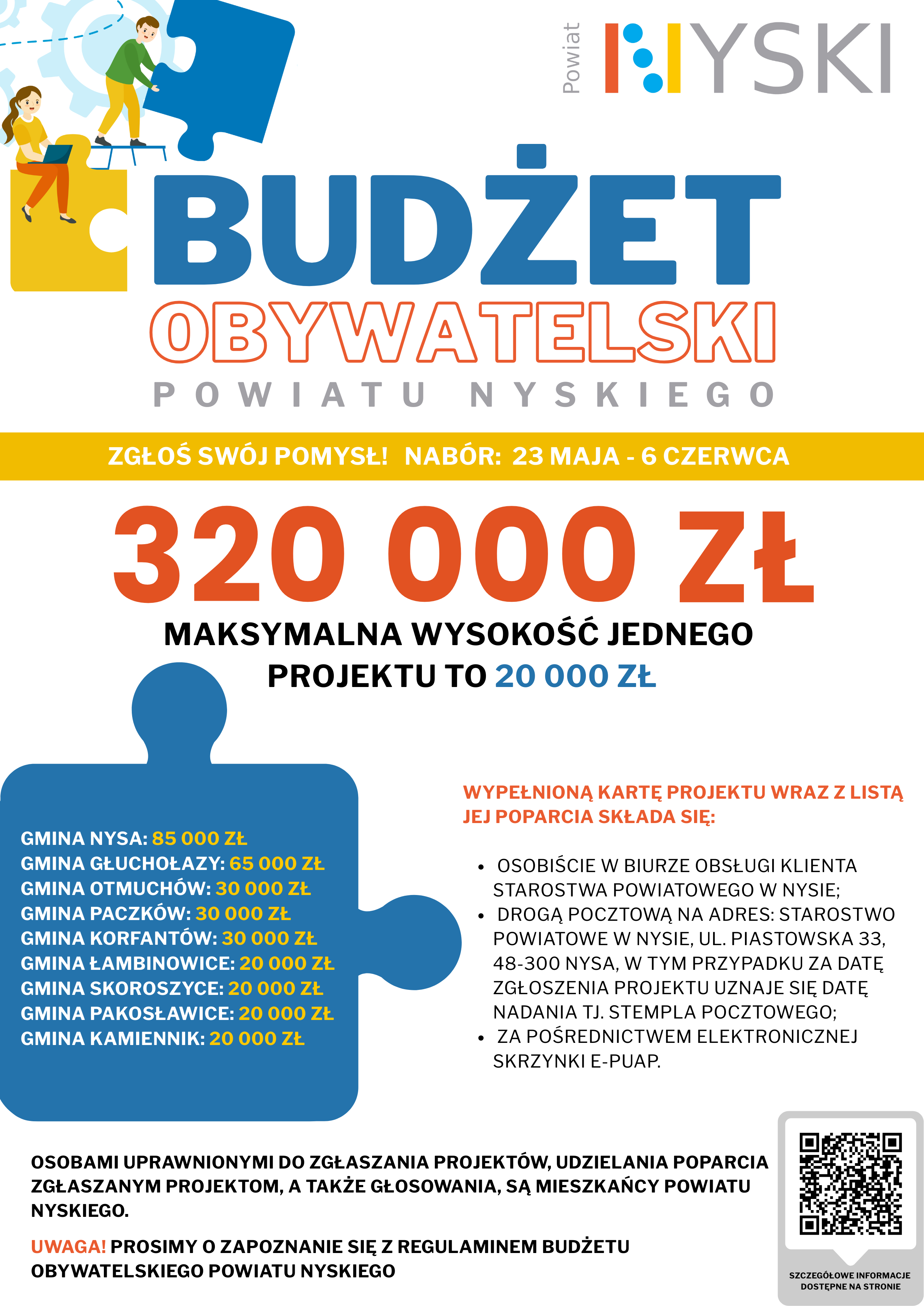 Plakat informujący o budżecie obywatelskim