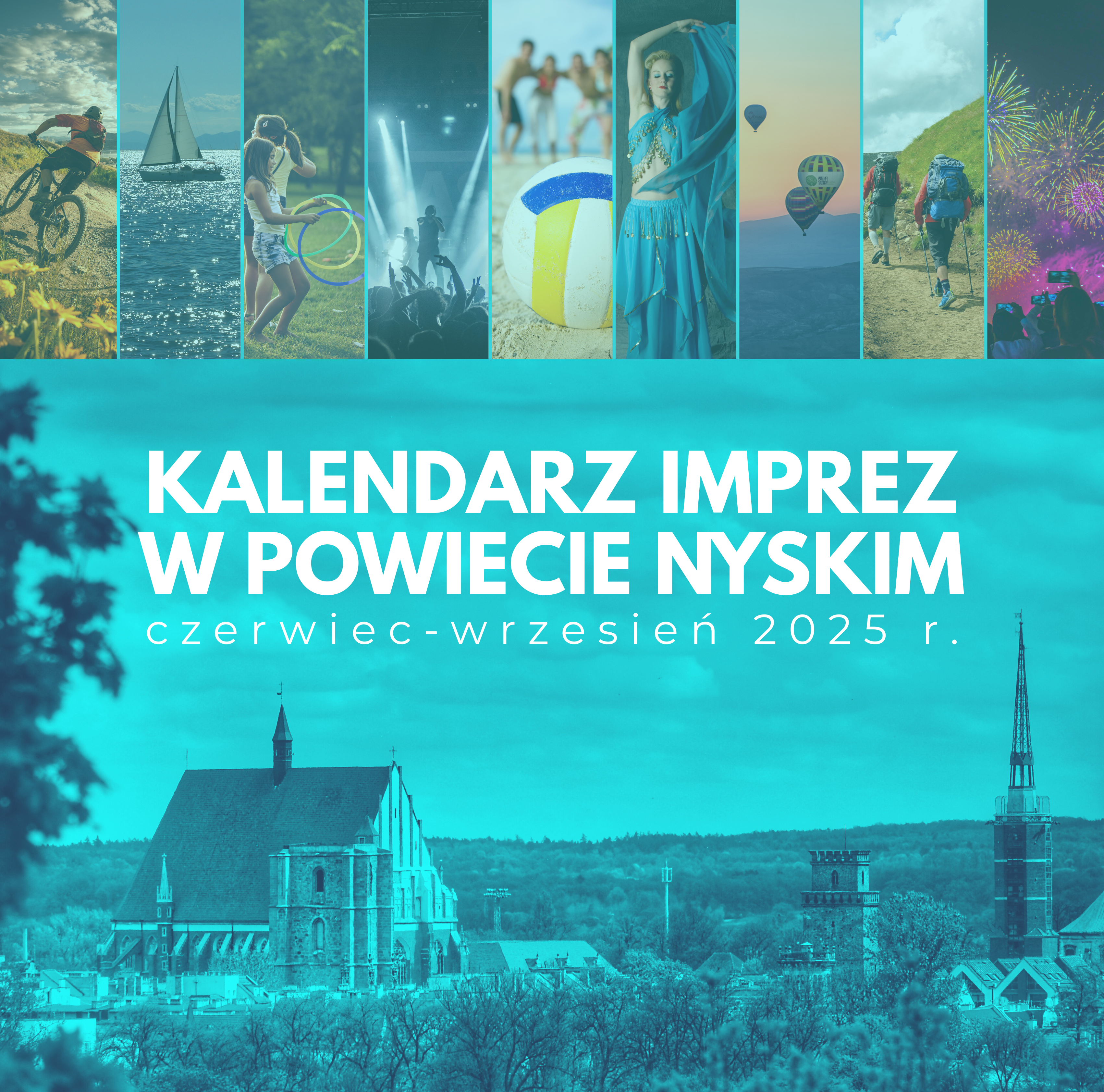 Plakat przedstawia kalendarz imprez w powiecie nyskim
