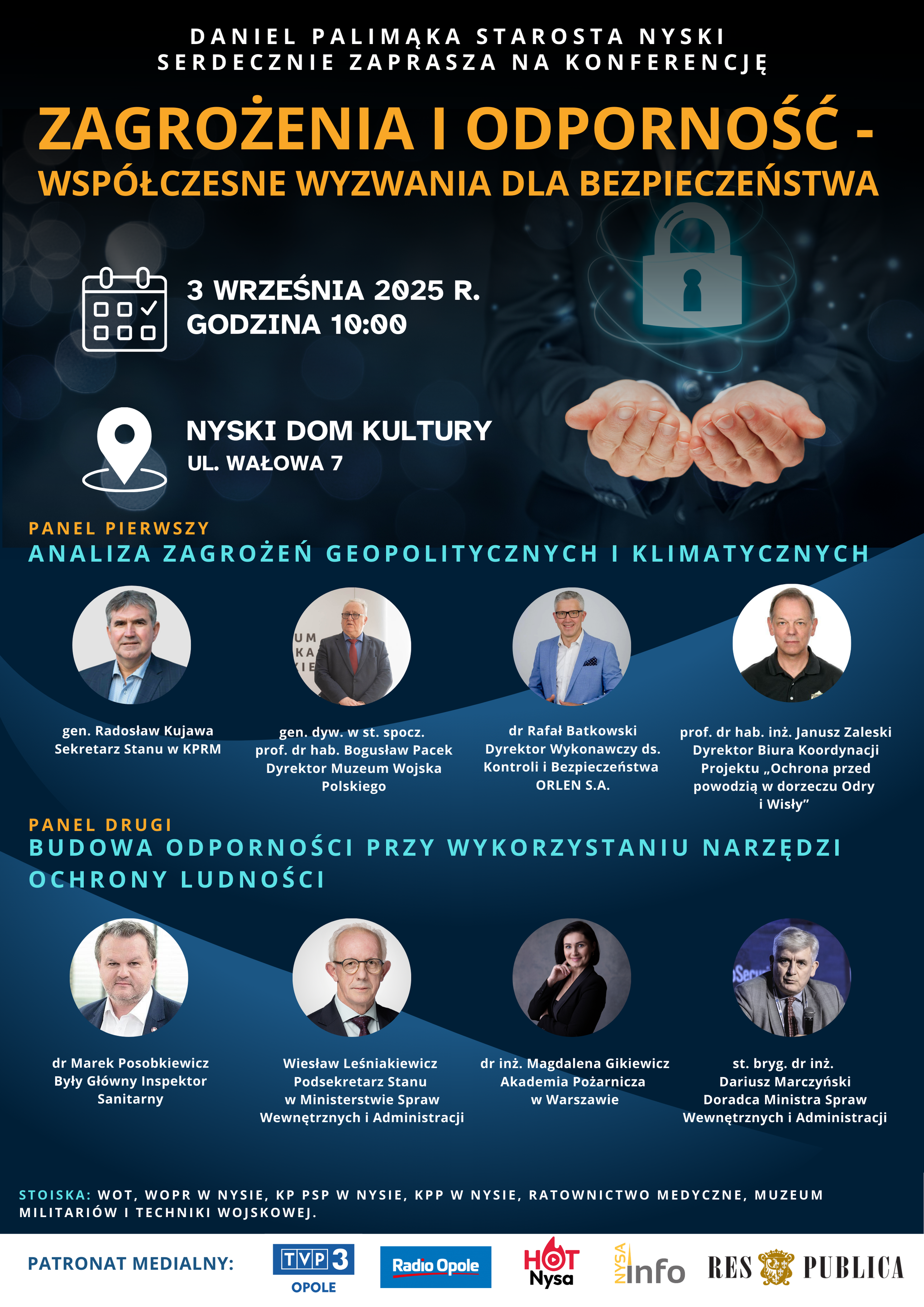 Plakat informujący o konferencji dot. bezpieczeństwa 