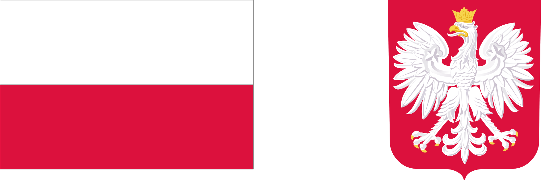 Zdjęcie przedtstawia flagę Polski i herb