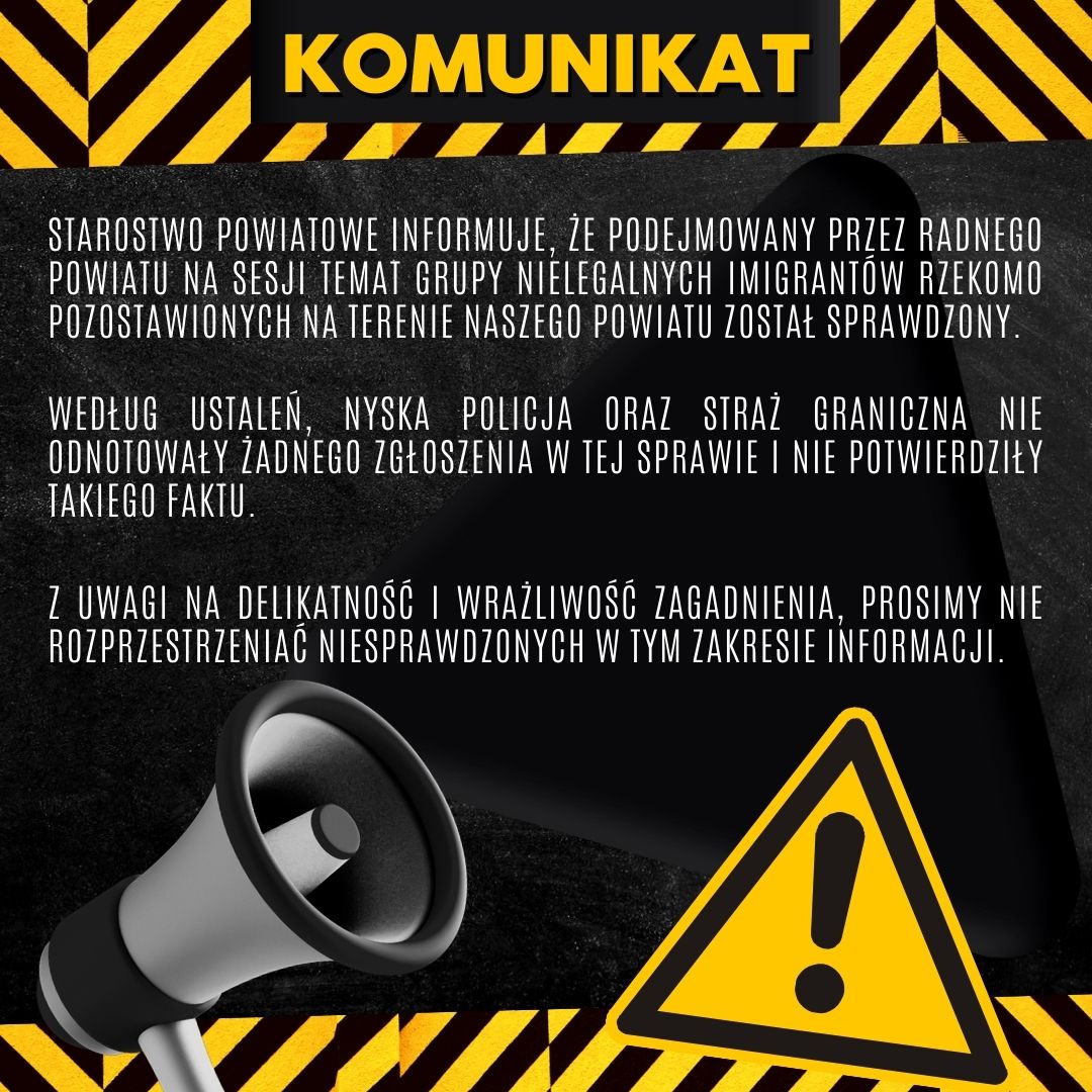 Komunikat w sprawie rzekomych imigrantów na terenie powiatu nyskiego