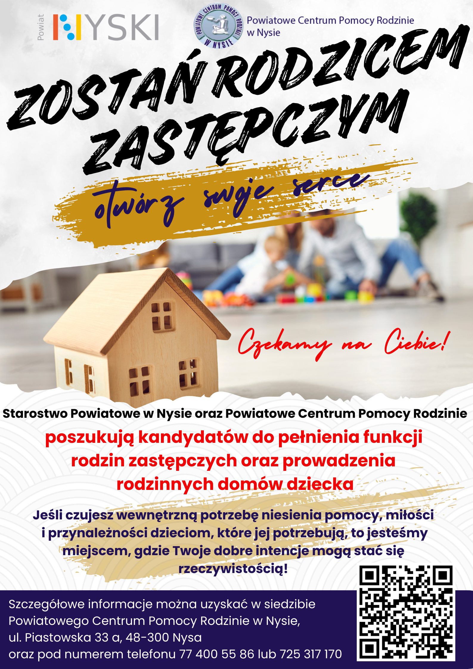 Plakat zachęcający do pełnienia funkcji Rodziców Zastępczych