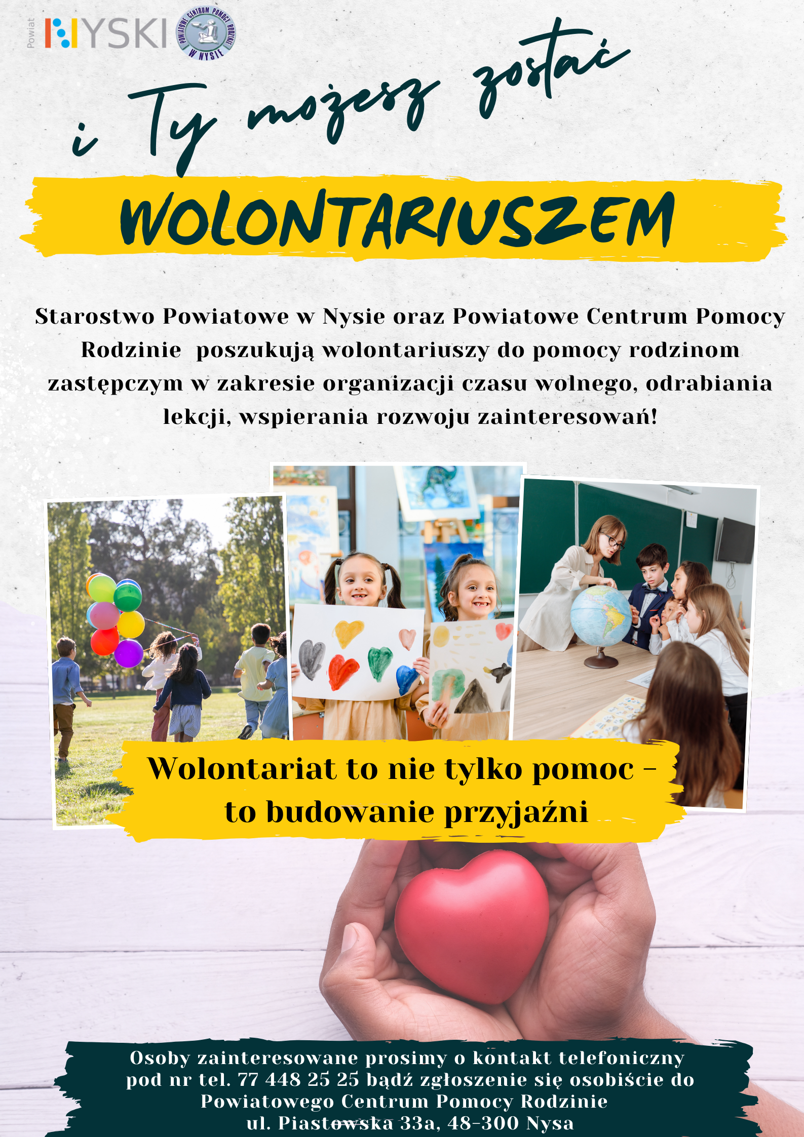 Plakat zachęcający do zostania wolontariuszem