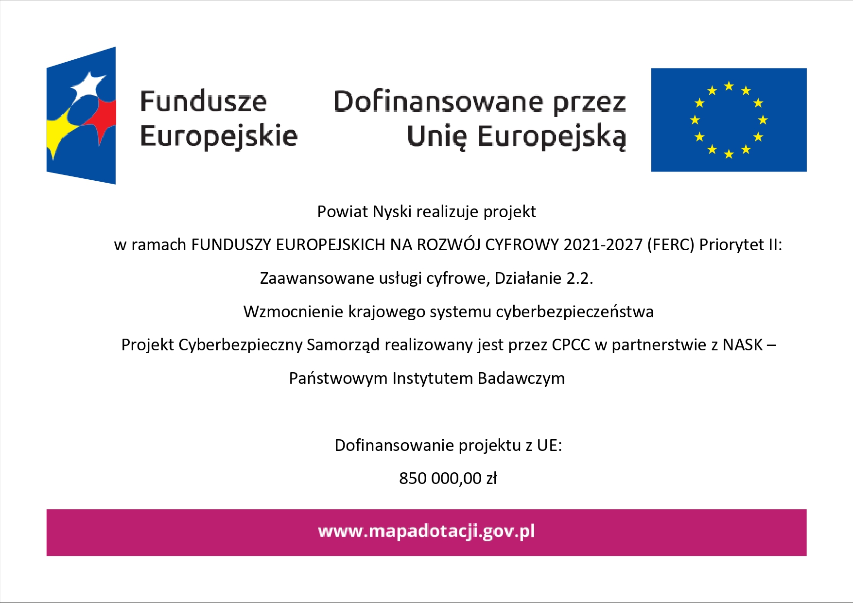 Plakat dotyczący projektu realizowane przez Powiat Nyski