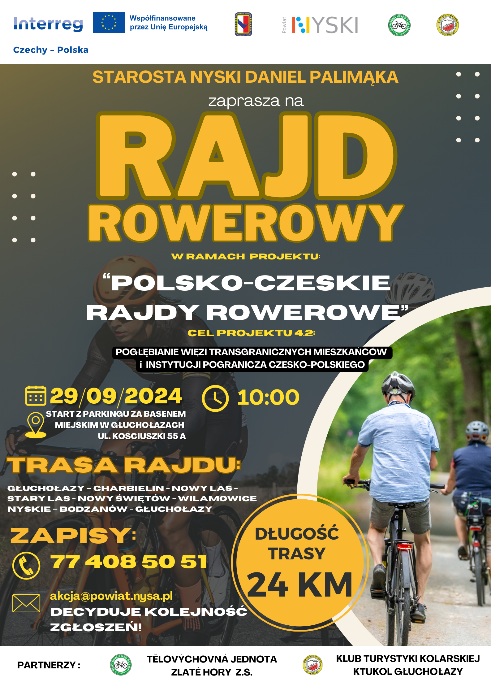 Plakat zapraszający na rajd rowerowy w ramach projketu 