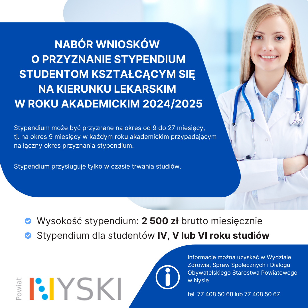 Plakat informujący o naborze wniosków o przyznanie stypendium studentom