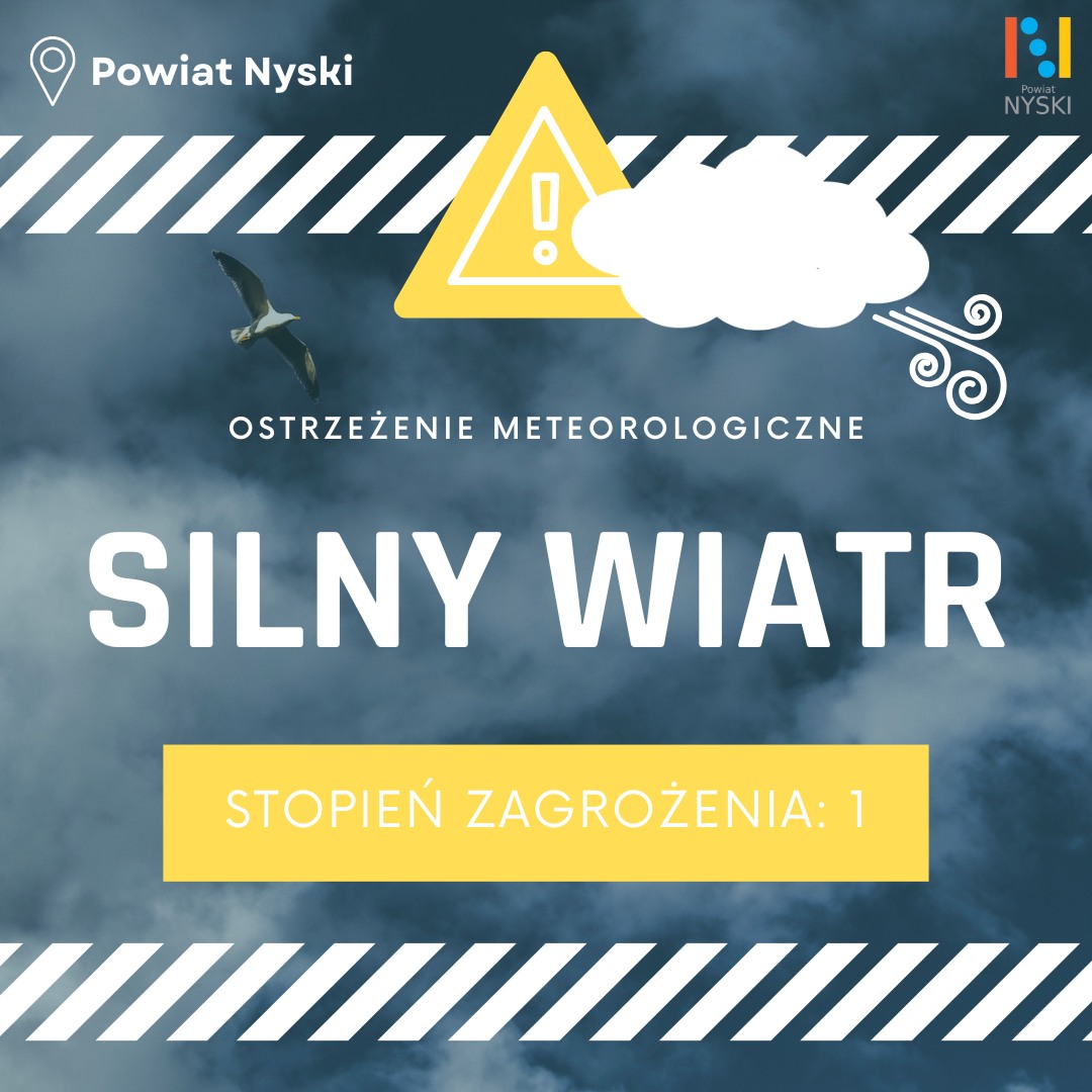 Informacja na temat wystąpienia silnego wiatru