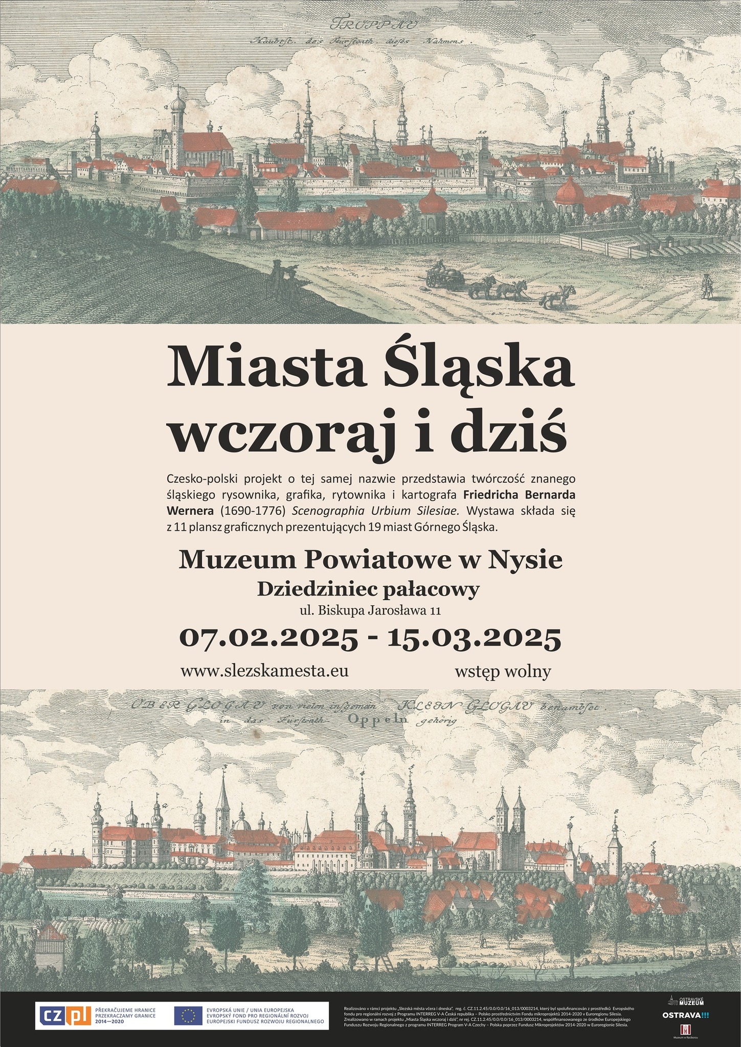 Plakat przedstawia grafikę miasta Śląska